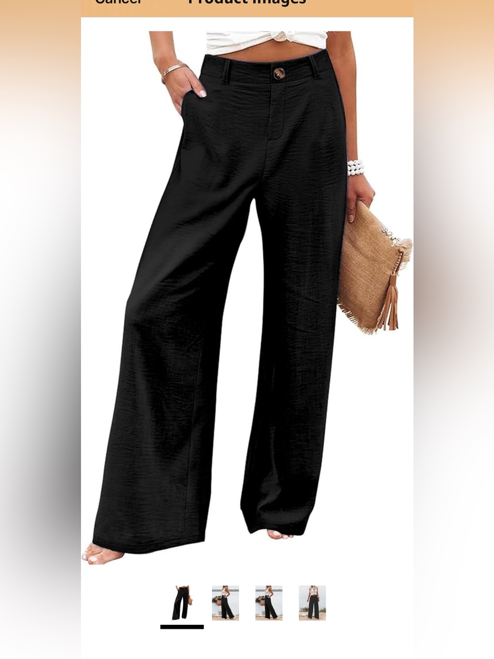Amazon Black Wide-Leg High-Rise Women's Pants